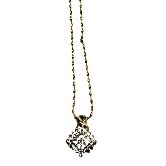PGDA Jewelry - pendant 20" chain 10K yellow gold Italy PGDA Moissanite Pave' gift brilliant